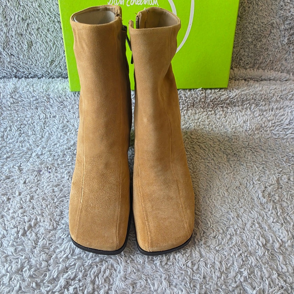 Sam Edelman Womens High Ankle Boots Tan Suede Leather Square Toe Booties 6.5 NEW - Picture 3 of 7